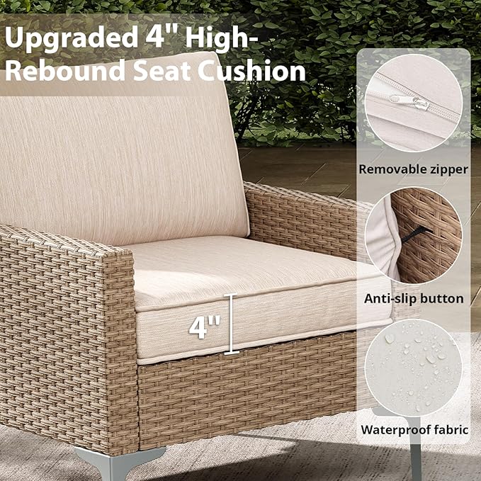 Jing's Villa 2-Piece Outdoor Sectional Set, All-Weather Wicker Patio Furniture - Image 2