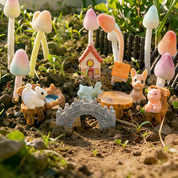 67-Piece Glittery Mushroom Fairy Garden Kit by Unknown
