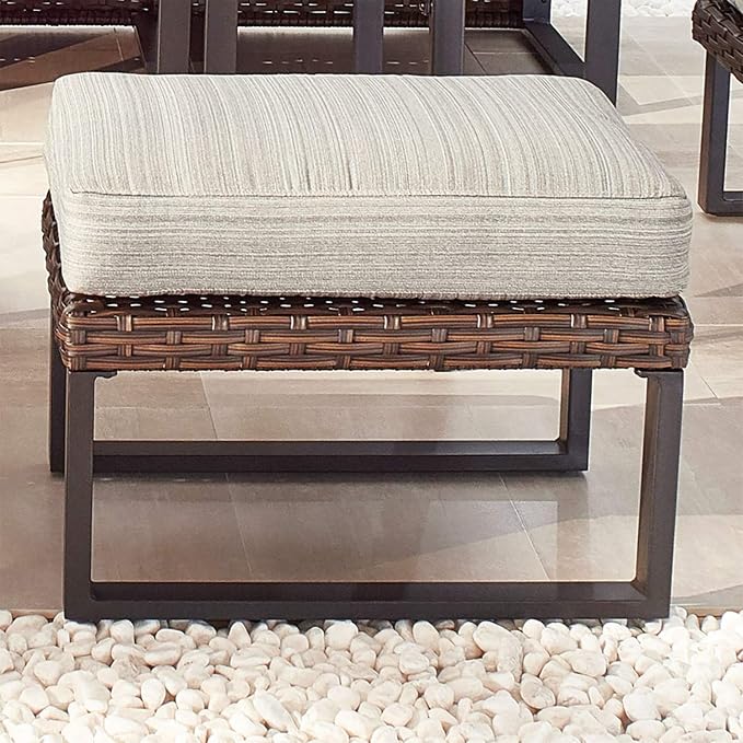 PatioFestival Patio Ottoman Outdoor Cushioned Wicker Foot Stool - Image 3