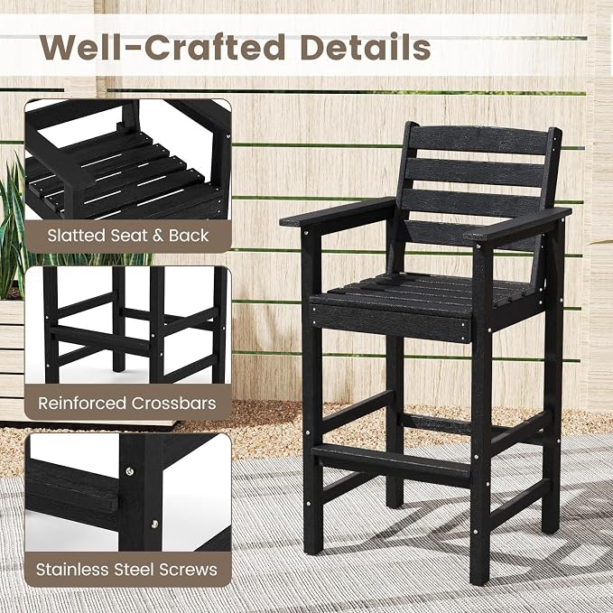 Tangkula Patio Adirondack Chairs Set of 4, HDPE Bar Height Chair - Image 8