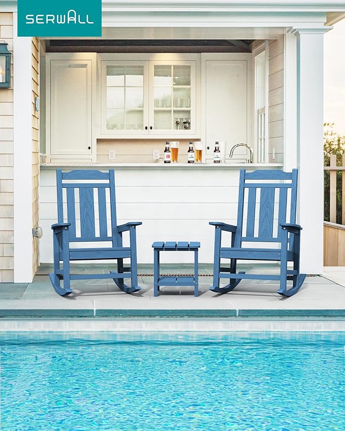 SERWALL Oversized Rocking Chair, HDPE Outdoor Rocking Chairs Set of 4, Patio - Image 2