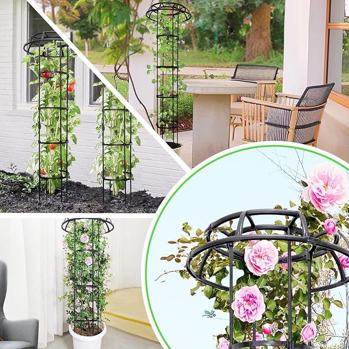 65-Inch Garden Trellis for Climbing Plants, Heavy-Duty Metal Obelisk - Image 7