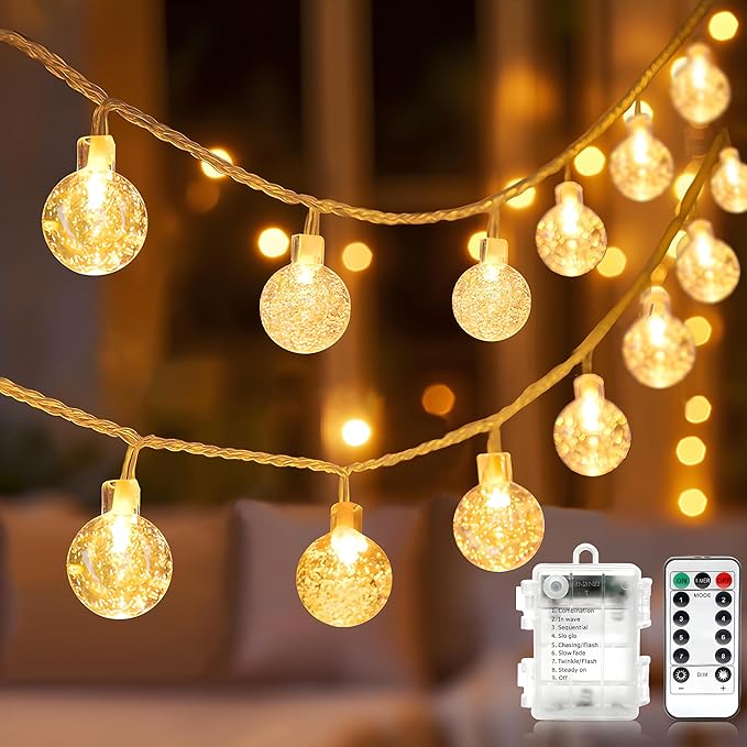 Metaku Globe String Lights Fairy Battery Operated 26ft 60LED by METAKU