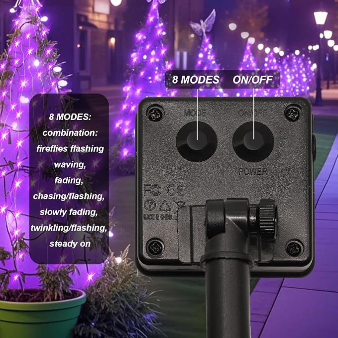 ZNYCYE Solar Waterfall Fairy Bunch Lights Outdoor Waterproof 200LEDs 8 Modes - Image 5
