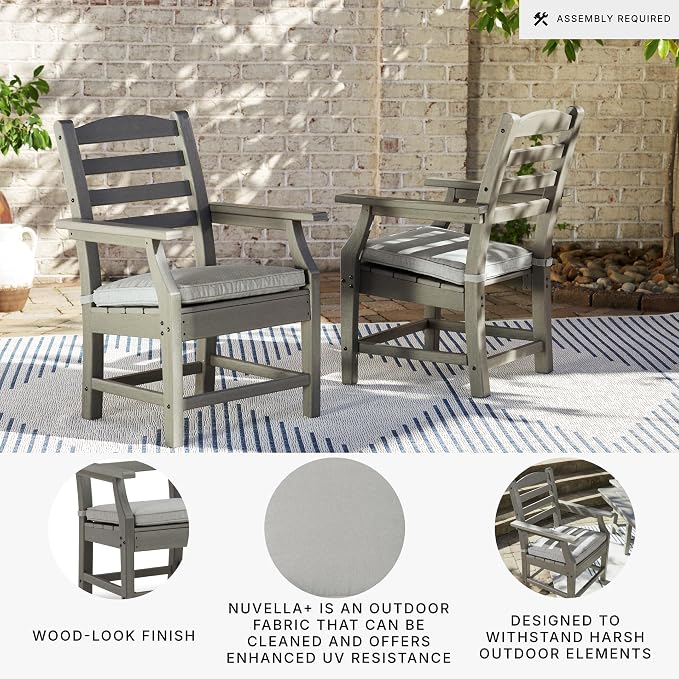 Signature Design by Ashley Visola Outdoor HDPE Dining Chair Set of 2, Durable - Image 4