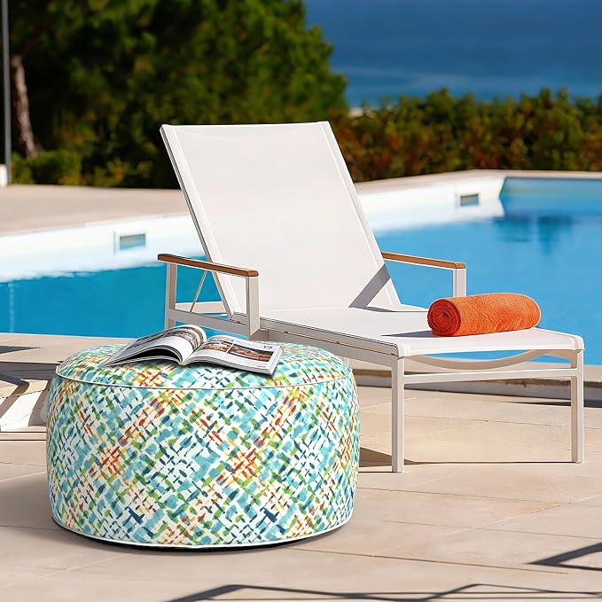 Outdoor Inflatable Stool Ottoman, All Weather Portable Footrest Stool, - Image 5