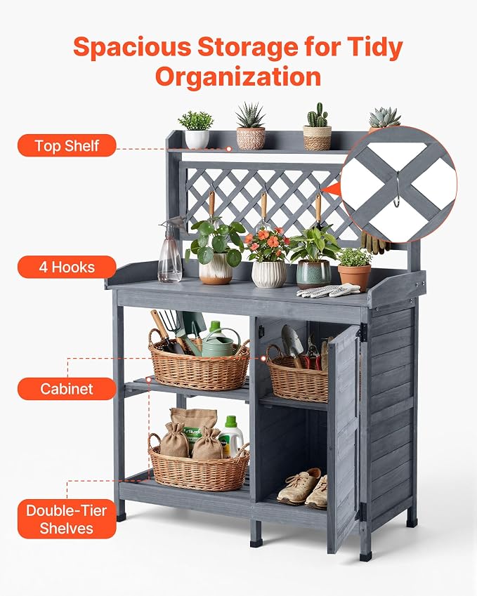VEVOR Potting Bench Table, Outdoor Gardening Wooden Workstation - Image 5