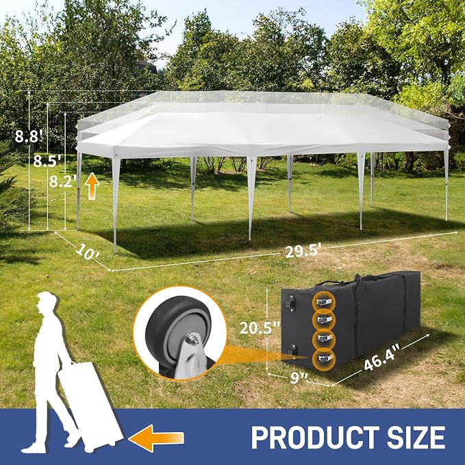 Outvita 10x30ft Ez Pop Up Canopy, Portable Instant Canopy Tent - Image 2