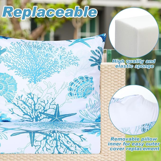 Hoteam 6 Set Outdoor Chair Patio Cushions 20 x 20 Inch Deep Seat Waterproof - Image 4