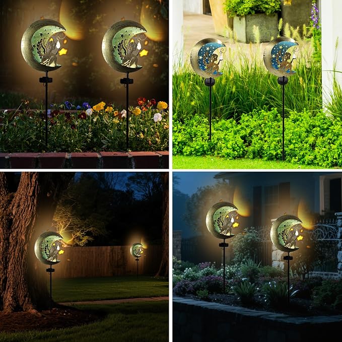 Solar Angel Moon Garden Stake Light – Outdoor Metal Yard Decoration - Image 2