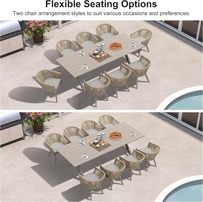 PURPLE LEAF 9 Piece Longer Outdoor Dining Set - Image 5