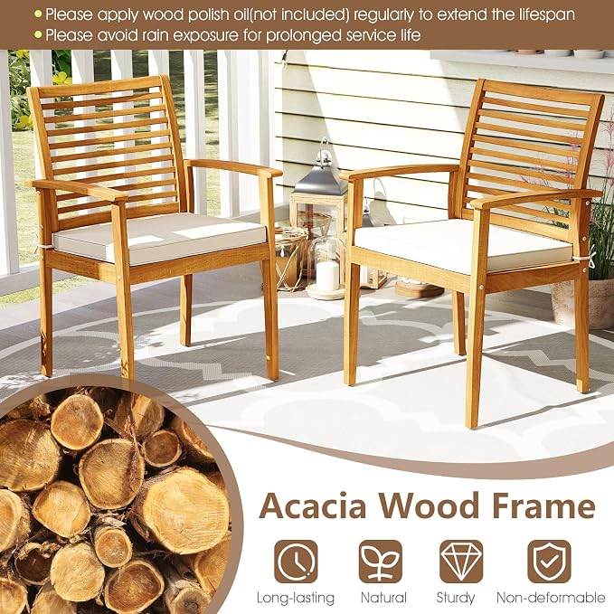 Tangkula 7 Piece Patio Acacia Wood Dining Set - Image 8