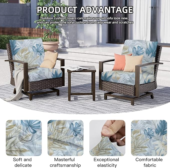 8Pcs Outdoor Cushion Covers, Patio Cushion Covers, Stretch Elastic Slipcovers - Image 4