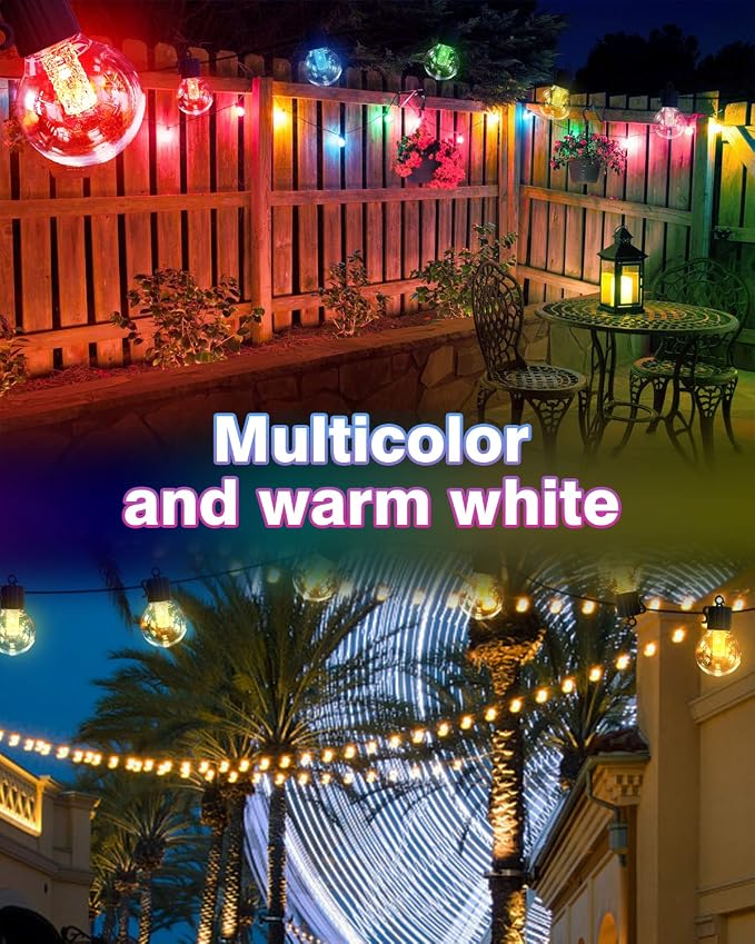 Solar String Lights Outdoor Waterproof, 50FT 25LEDs Warm White & Multicolor - Image 5
