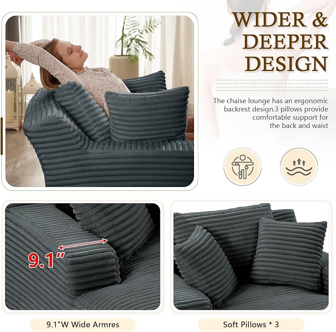 Oversized Chaise Lounge Chair Indoor, Sofa Bed - Image 4
