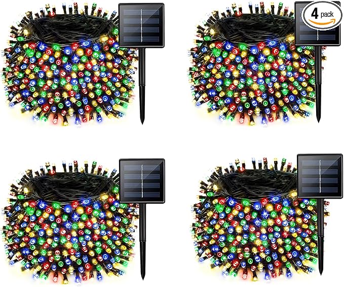 4 Pack Solar String Lights for Outside, 170 FT Total 480 LED Solar Chrismas by Albelt