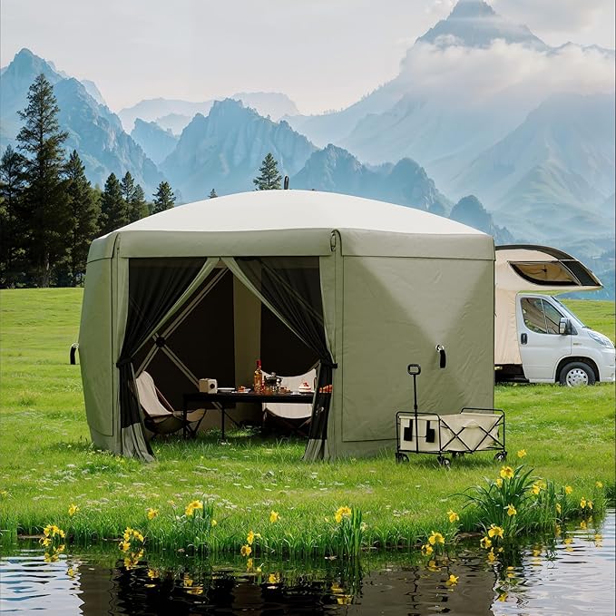 11.5x11.5FT 6-Sided Pop Up Gazebo Tent，One-Push Setup Canopy Tent - Image 8