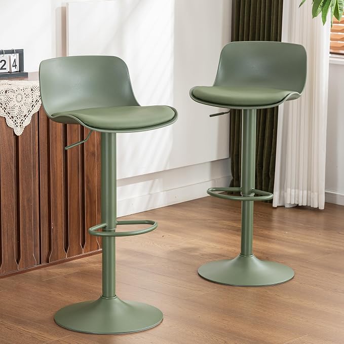 Kidol & Shellder Bar Stools Set of 2 Olive Green Adjustable Swivel Counter by KidolShellder