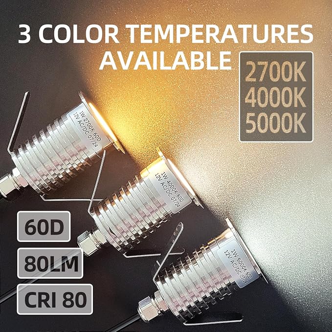 Low Voltage Deck Light 6-Pack, 1W 80 Lumens Landscape Lighting, φ35 mm Recessed - Image 2