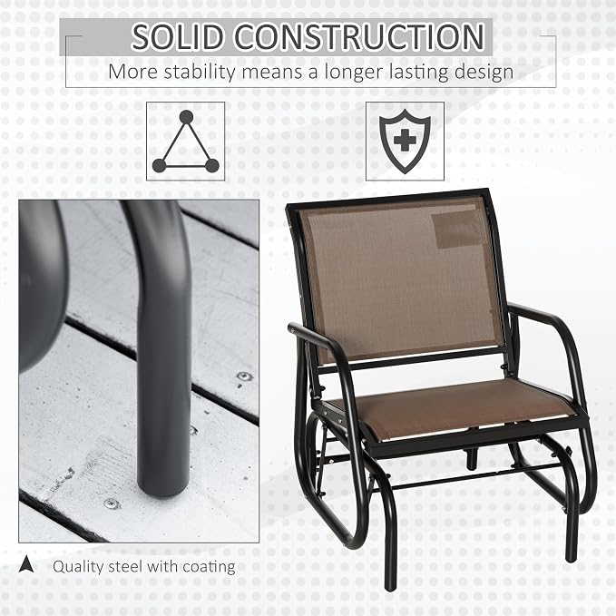 Outsunny Porch Glider, Metal Frame Swing Glider Chair - Image 6