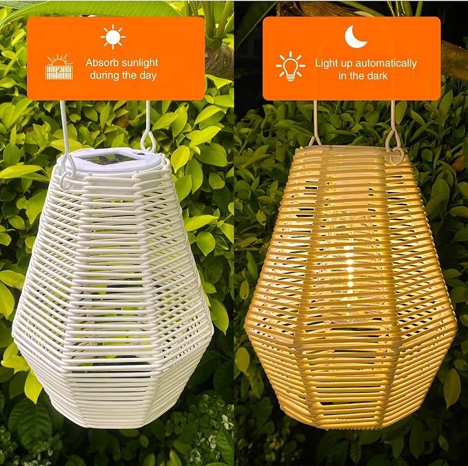 Outdoor Solar Lantern Hanging Decorative Rattan Lanterns - Image 2