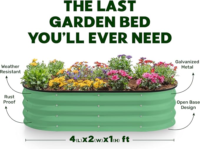 Plant & Plot Galvanized Raised Garden Beds Outdoor // 4×2×1 ft Planter Raised - Image 4