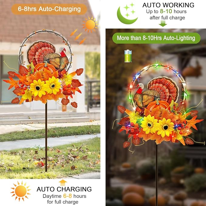 Solar Thanksgiving Turkey Outdoor Decor - Image 4