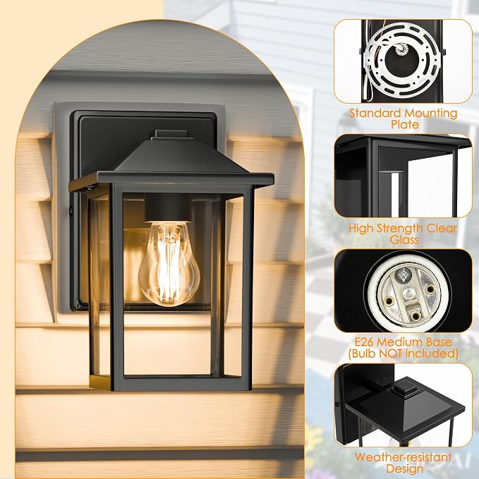 Outdoor Wall Lantern, Exterior Waterproof Wall Sconce Light Fixture, Anti-Rust - Image 7