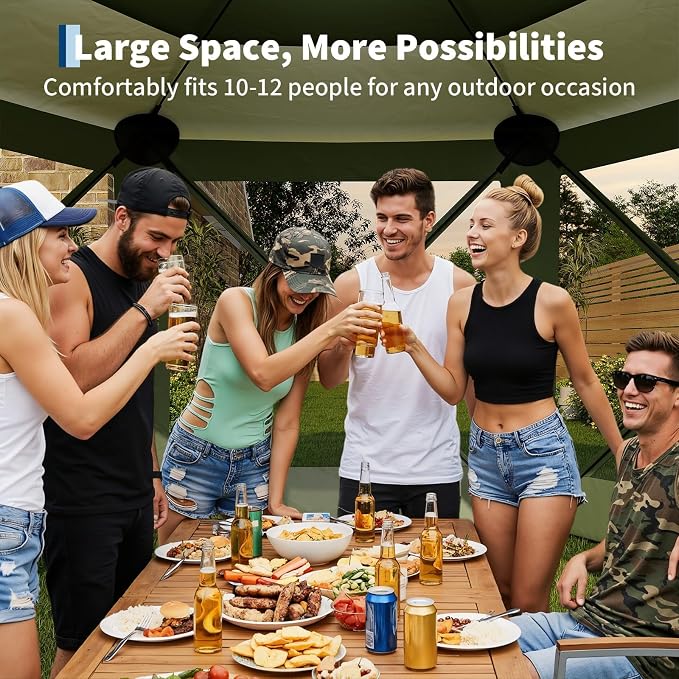 11.5x11.5FT 6-Sided Pop Up Gazebo Tent，One-Push Setup Canopy Tent - Image 5