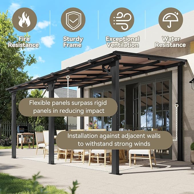 Aoxun 14' x 10' Gazebo for Patio, Lean to Gazebo Pergola - Image 6