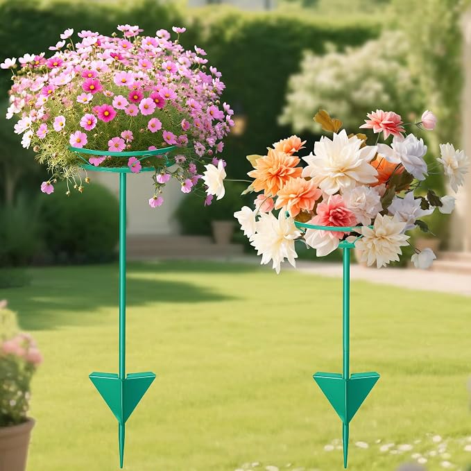 Tellingyou 2 Pack Adjustable Outdoor Flower Pot Stand, Metal Outdoor Plant - Image 2