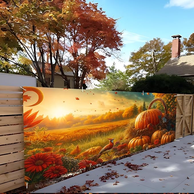 ANNA QUEEN Thanksgiving Garage Door Banner 6 x 13FT, Autumn Outdoor Garage - Image 6