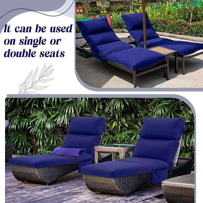 Kigley 2 Pcs Chaise Lounge Cushions, 77.9 x 20.5 x 4.7 Inch Outdoor Lounge - Image 5