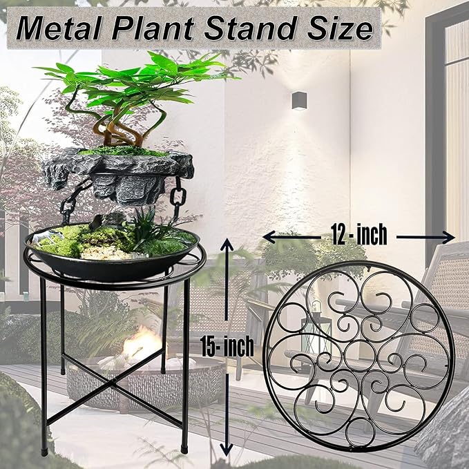 Plant Stand, 2 Pack Round Plant Stands Indoor Outdoor, Retro Design 15'' Tall - Image 5