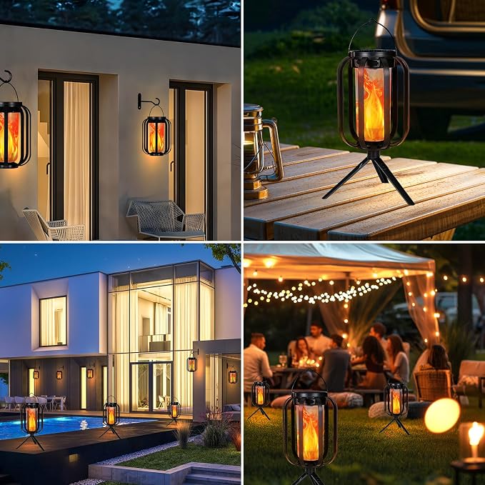 Solar Lantern Outdoor Lights, 2 Pack Waterproof Solar Powered Lanterns - Image 2