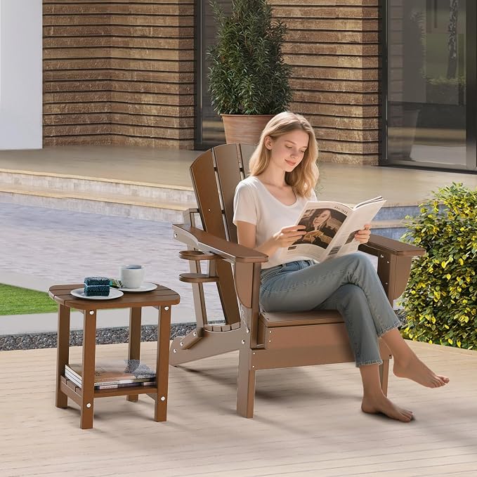 nalone Adirondack Side Table 16.5" Outdoor Side Table HDPE Plastic Double - Image 2