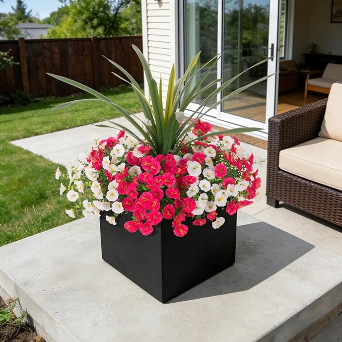 Artificial Flowers for Outdoors Fake Plants Outside, 12 Bundles Silk Morning - Image 6