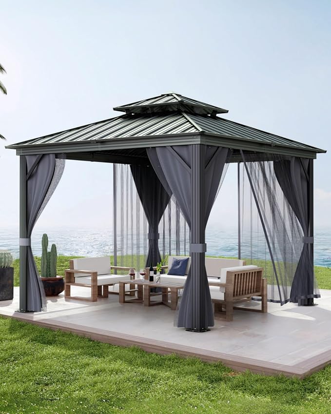 GarveeLife Hardtop Gazebo 12 ft x12 ft by GarveeLife