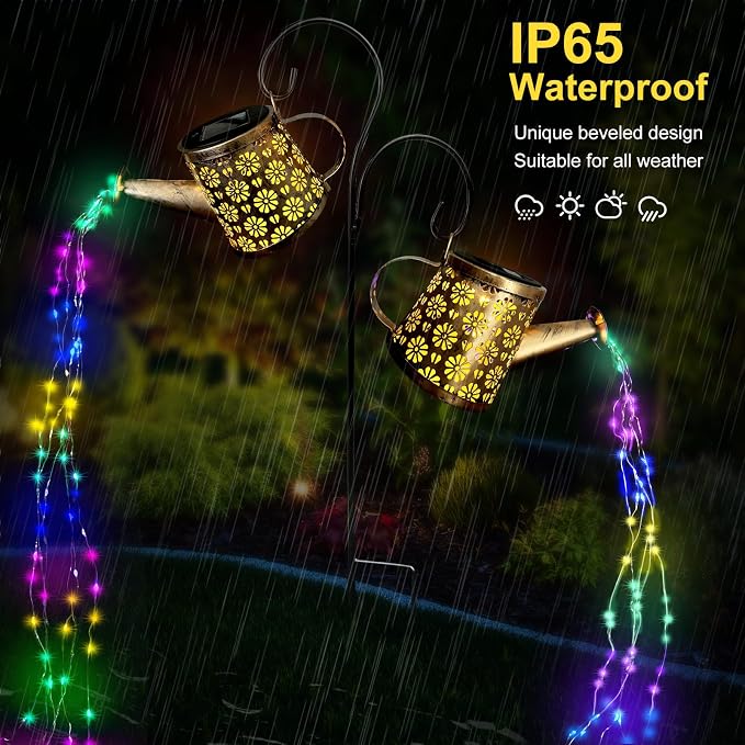 Solar Watering Can Lights Outdoor, IP65 Waterproof Garden Decor Solar Garden - Image 3
