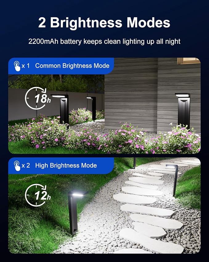 6 Pack Solar Powered Pathway Lights Outdoor Waterproof 30 LED Bright Walkway - Image 2