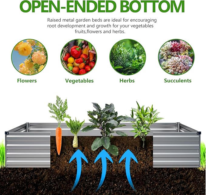 2PCS 7x3x1ft Galvanized Raised Garden Bed Kit, Galvanized Planter Raised Garden - Image 2