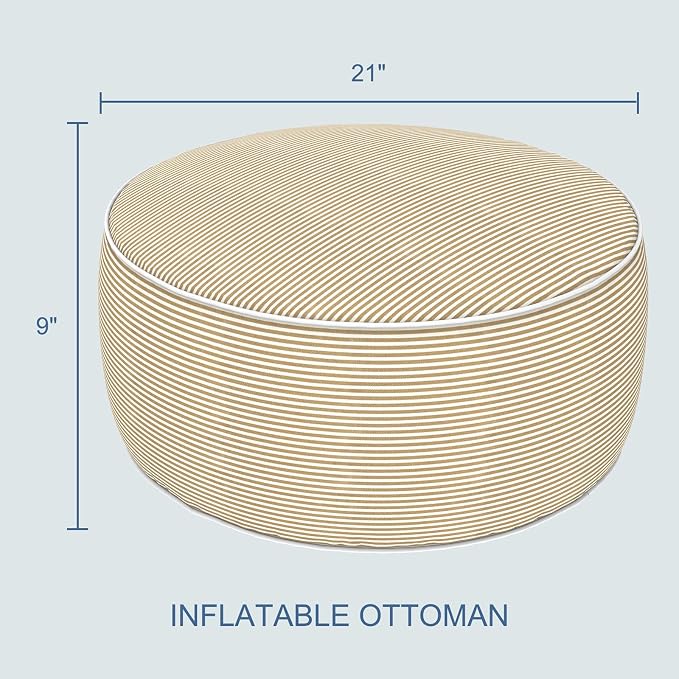 LVTXIII Outdoor Inflatable Ottoman, Portable Round Ottoman Pouf - Image 3