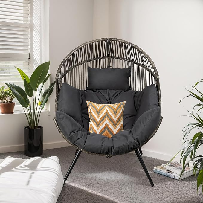 JAMFLY Egg Chair Wicker Outdoor Chairs, Oversized Patio Chair Oversized Lounger - Image 3