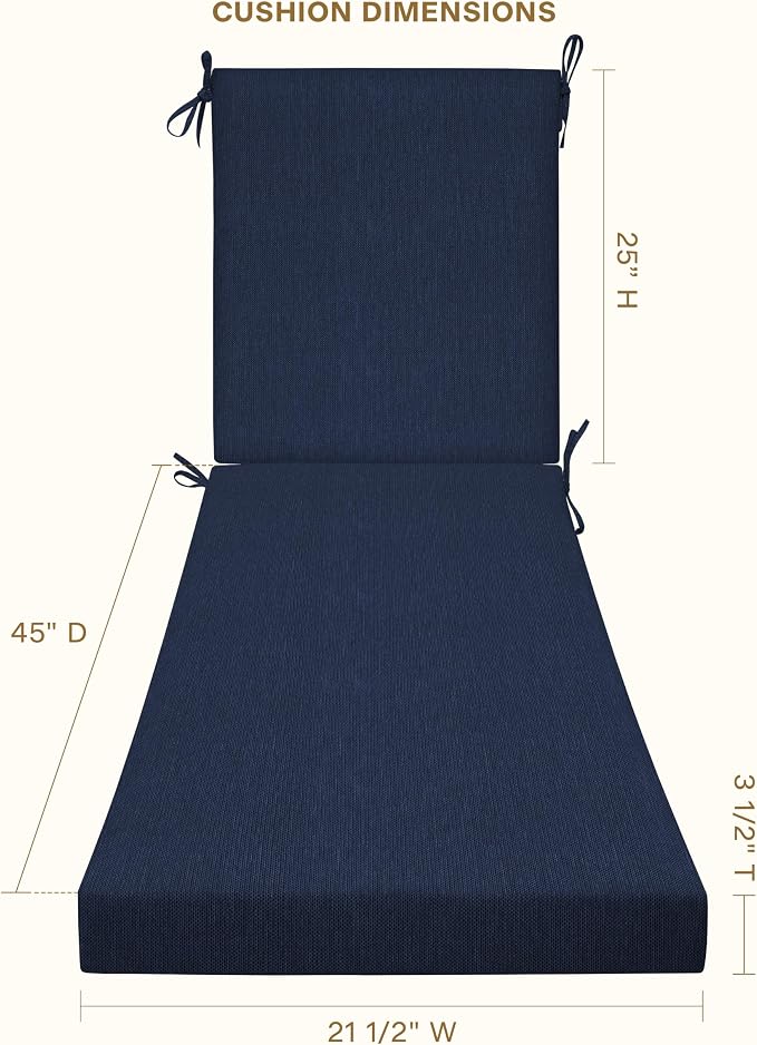 Honeycomb Outdoor Heritage Chaise 21.5 x 70, Textured Solid Indigo Blue Chaise - Image 4