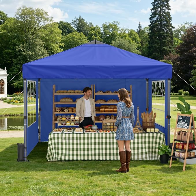 Pop Up Canopy Tent with Sidewalls, 10x10ft 10 Person Party Tent One Push Setup - Image 8