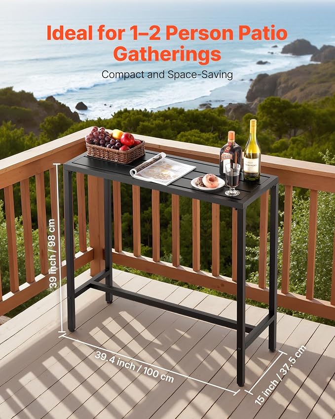 VEVOR Outdoor Bar Table, 39.4 x 15 in Patio Bar Table, Waterproof Top & Sturdy - Image 4