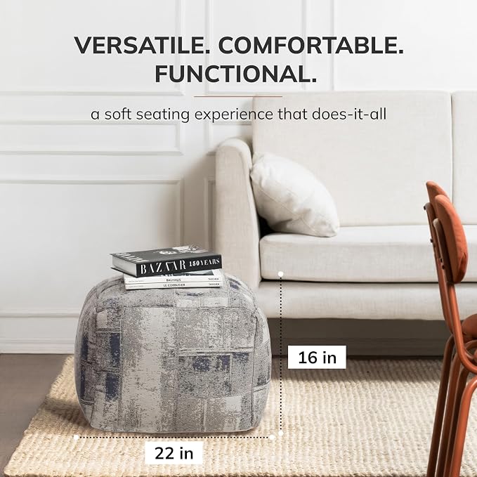 Anji Mountain 100% Handmade & Handcrafted Comfortable Home Décor Pouf Ottoman - Image 3