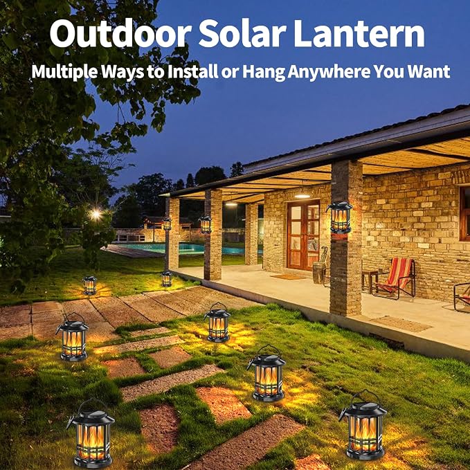 Solar Lanterns Outdoor Waterproof, Flickering Flame Landscape Lanterns - Image 6