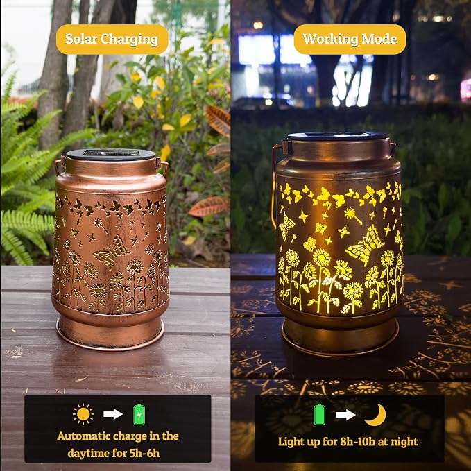 Butterfly Solar Lantern Lights, Outdoor Lanterns Garden Decor, Hanging Solar - Image 7