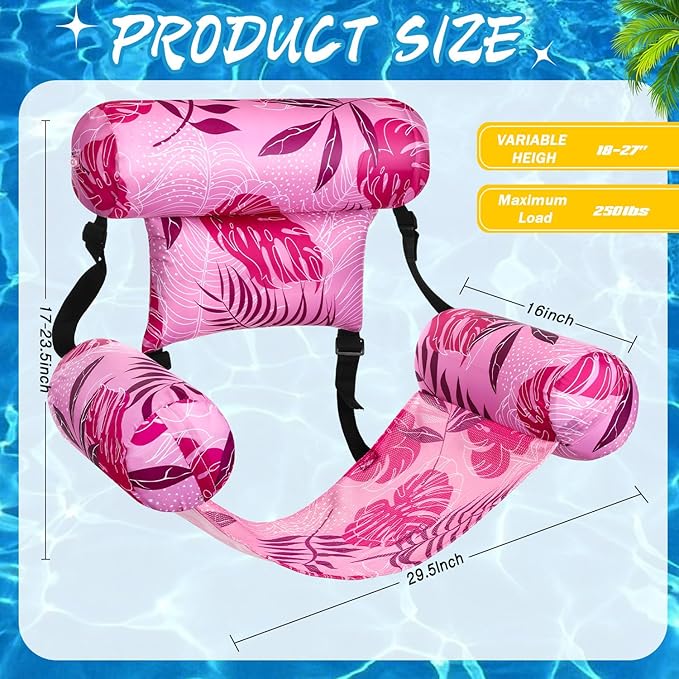 2 Pack Inflatable Pool Float for Adult Adjustable Hammock Float Chair Fabric - Image 2